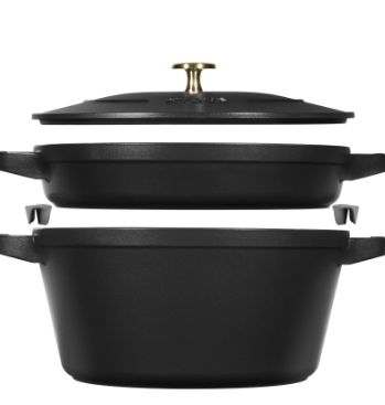 Staub Gietijzeren braadpan + grillpan 26 cm zwart